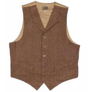 NEW FRONTIER CLASSICS men's cattle baron vest in brown herringbone